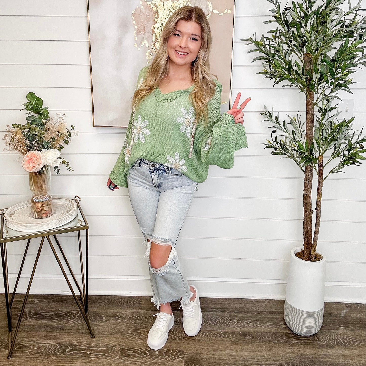 Risen Kristi Distressed High-Rise Straight Leg Cropped Light Acid Wash Blue Jeans