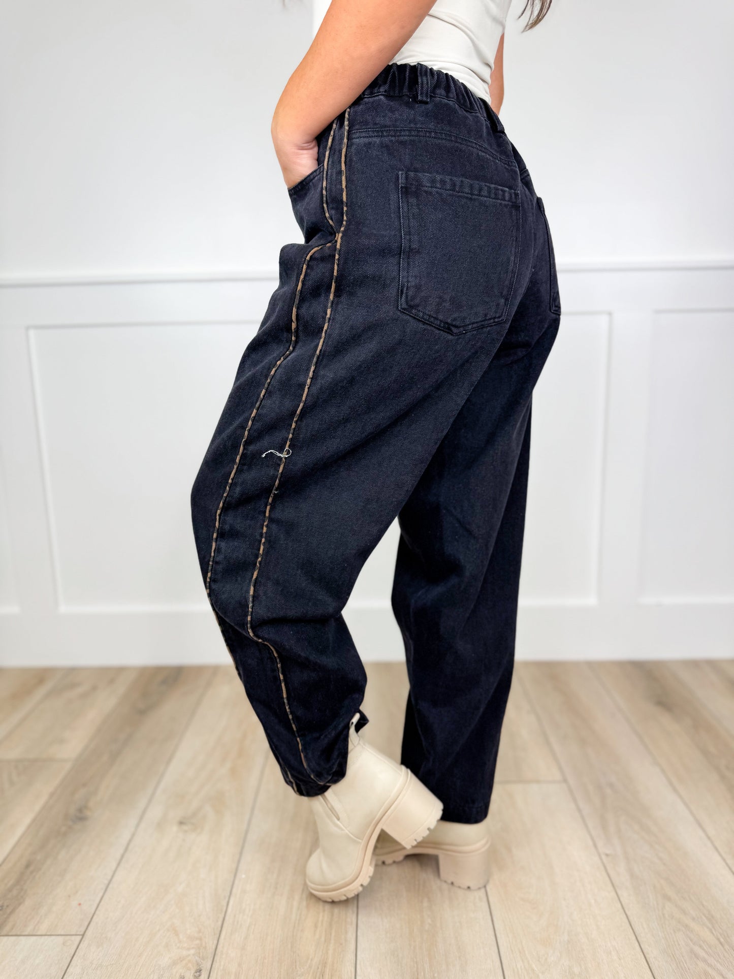 Wild Whispers High-Rise Cotton Blend Black Avery Mae Barrel Jeans