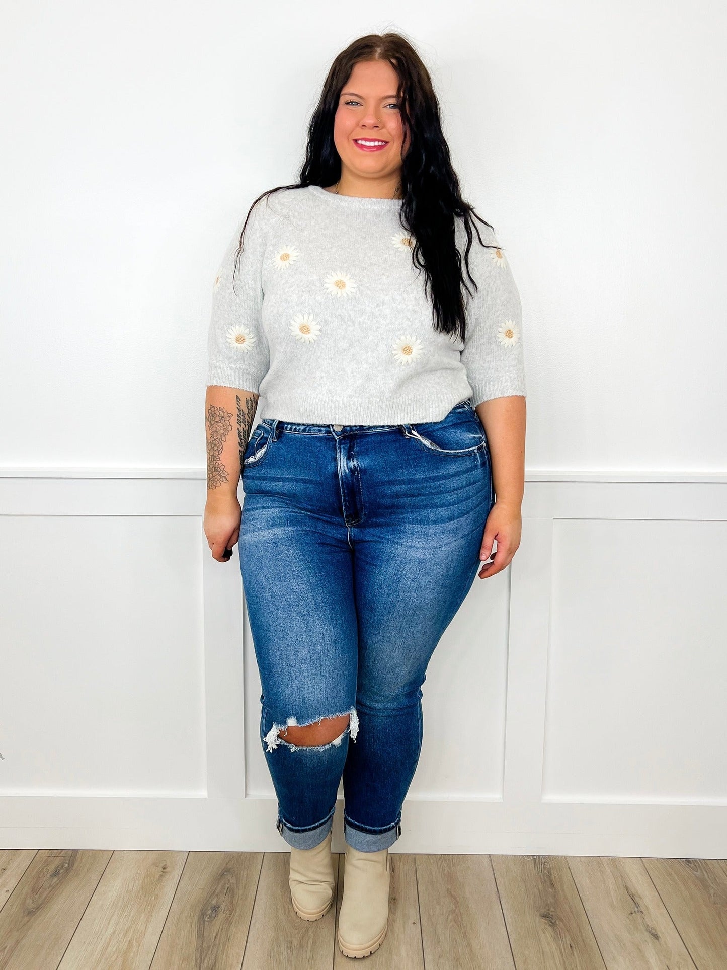 Risen Molly Distressed High-Rise Skinny Dark Wash Jeans