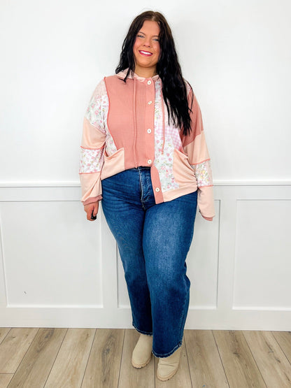 Risen Maeve Tummy Control High-Rise Fray Hem Wide Leg Dark Wash Cropped Blue Jeans