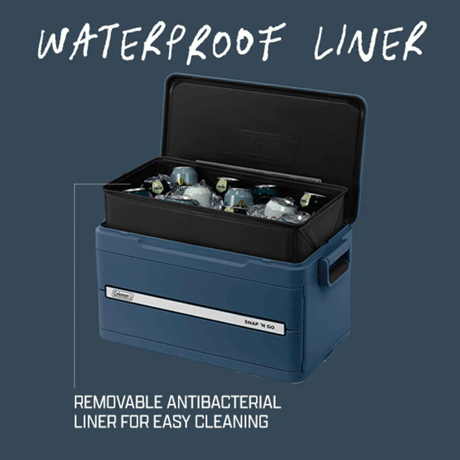 55QT Collapsible Cooler Box, Portable Ice Chest for Camping & Picnics