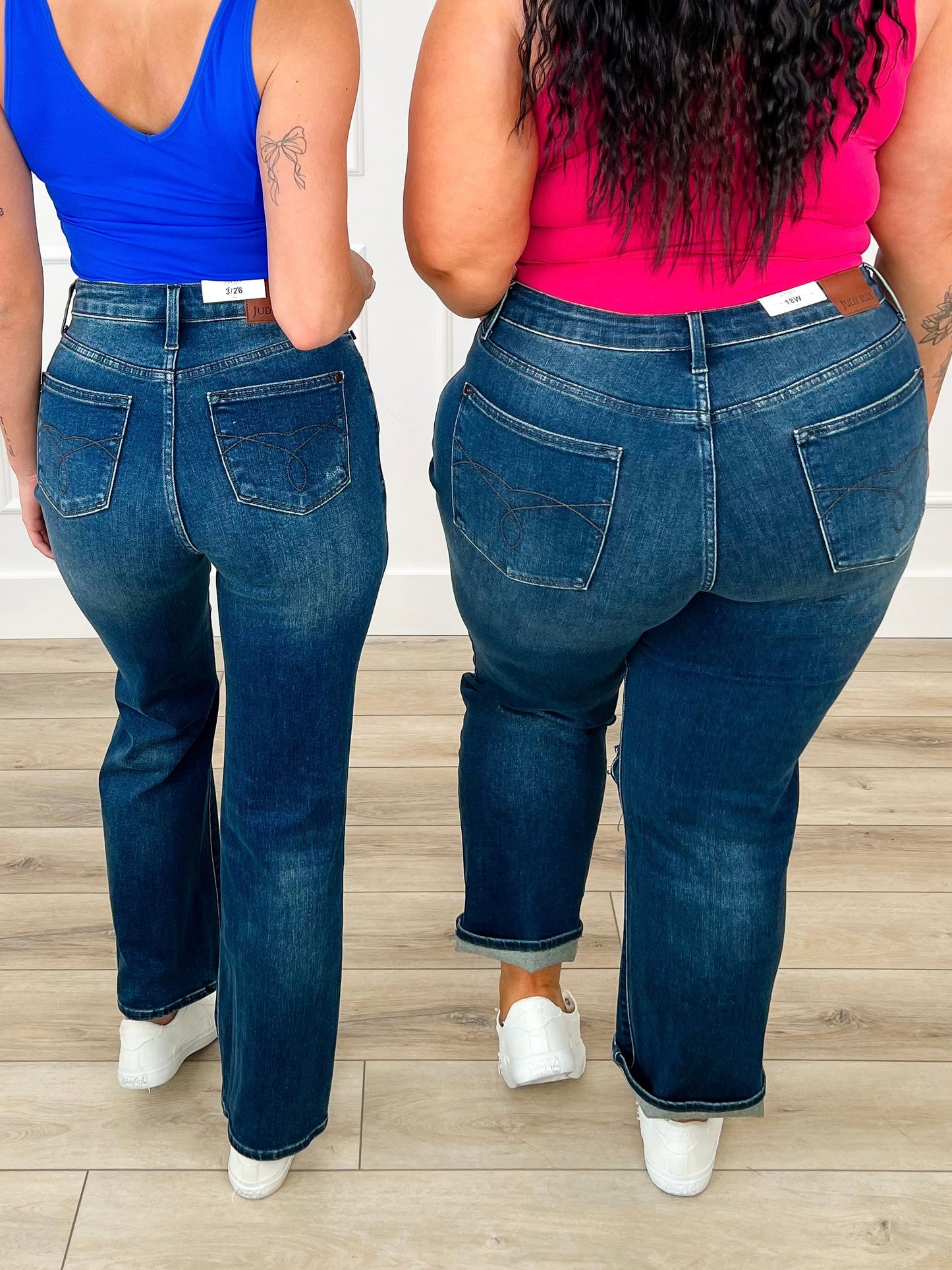 Judy Blue Janelle High-Rise Dad Jeans - Dark Wash (Distressed)