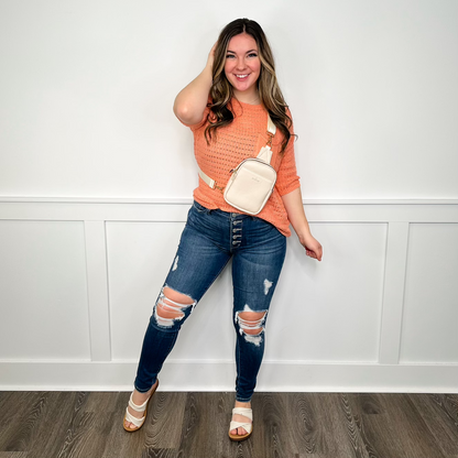 Judy Blue Emerson Distressed High-Rise Button Fly Skinny Dark Wash Jeans
