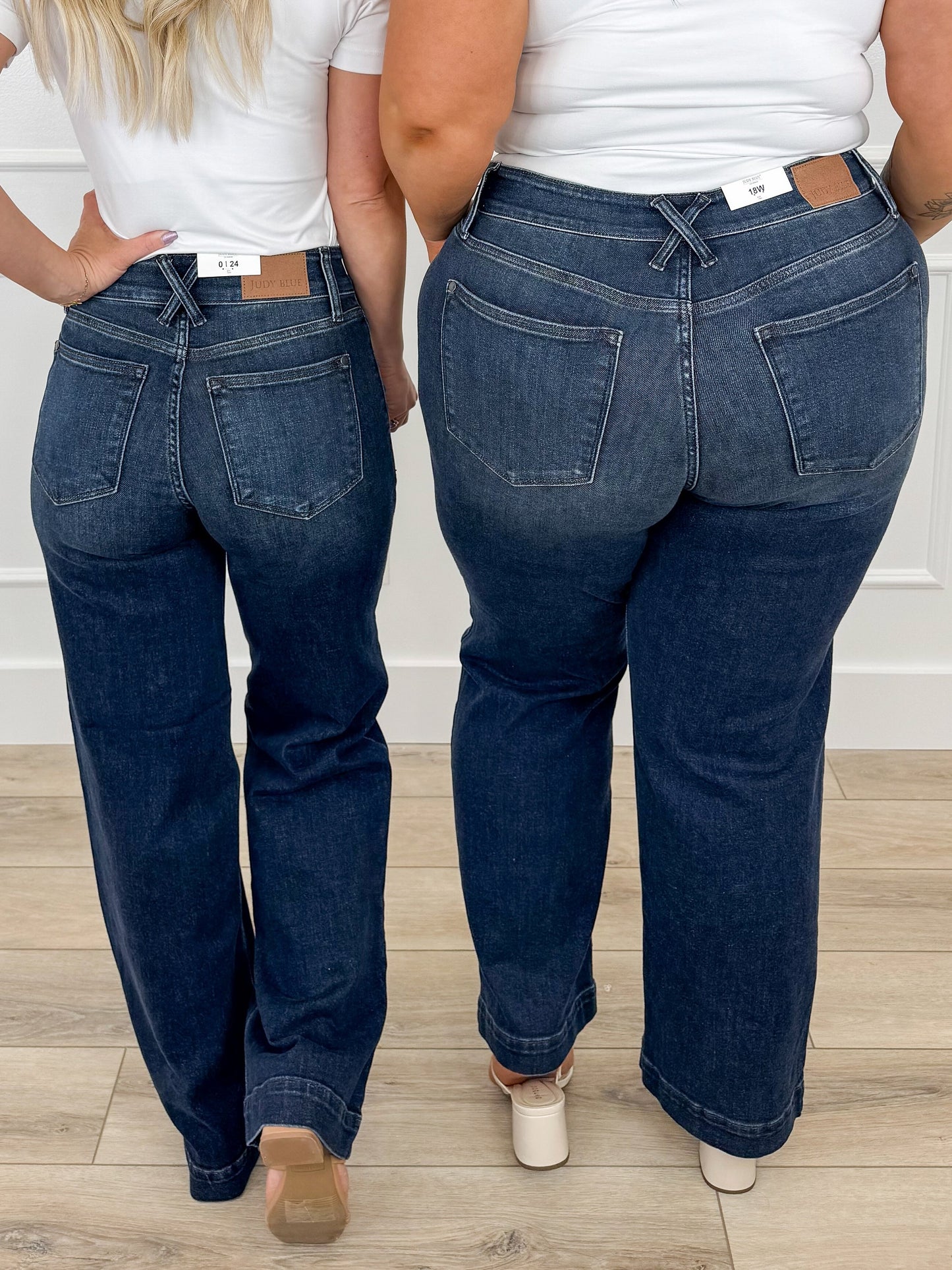 Judy Blue Maisie High-Rise Wide Leg Jeans - Dark Wash (Double Button, Non-Distressed)