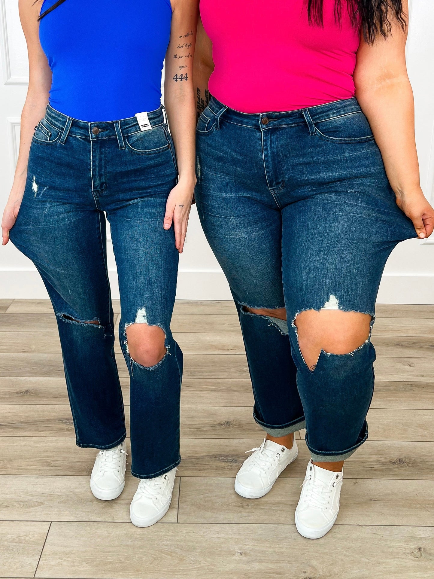 Judy Blue Janelle High-Rise Dad Jeans - Dark Wash (Distressed)
