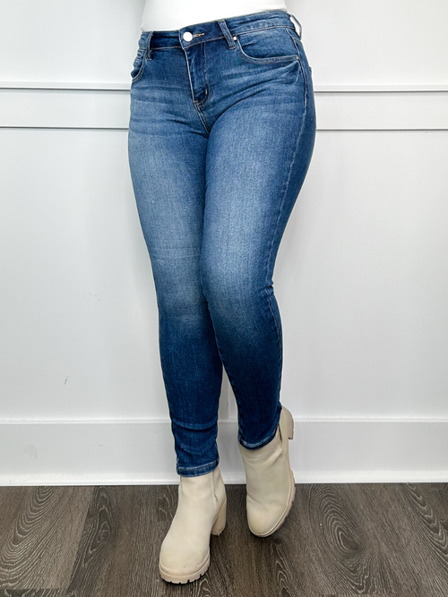 Risen Trinity Mid-Rise Skinny Dark Wash Blue Jeans