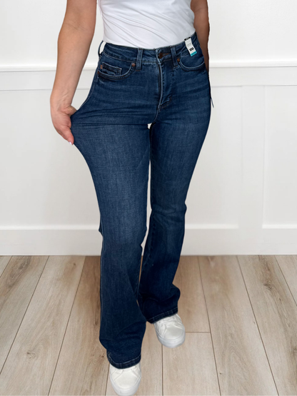 Judy Blue Cali Tummy Control Bootcut Jeans - Dark Wash (Multiple Inseams, Non-Distressed)