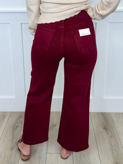 Saige Carla Tummy Control High-Rise Wide Leg Cropped Jeans - 4 colors!