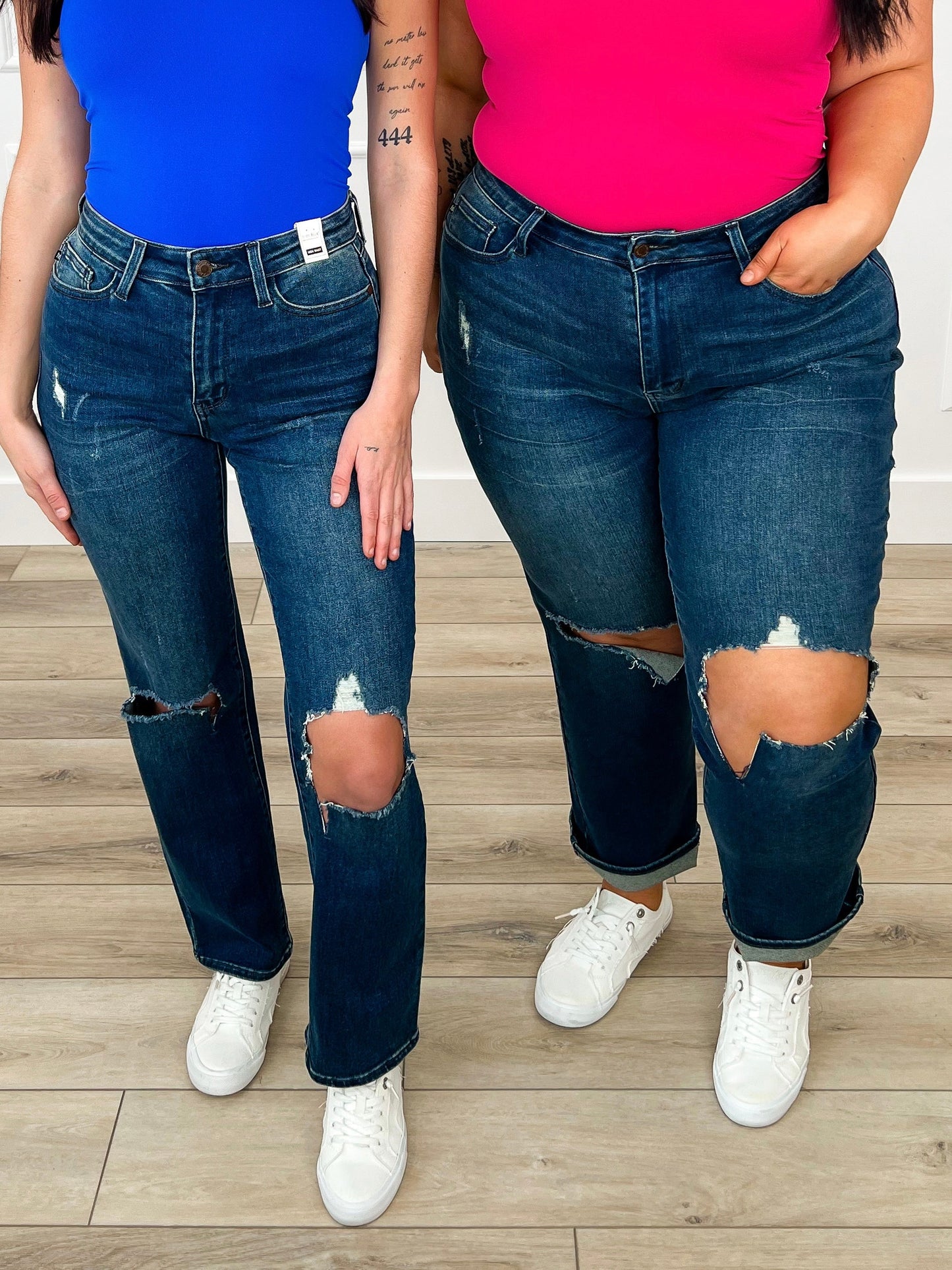 Judy Blue Janelle High-Rise Dad Jeans - Dark Wash (Distressed)