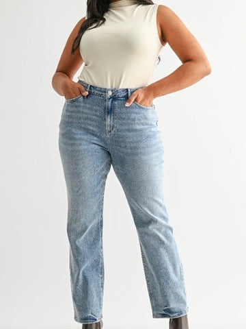 Mica High-Rise Straight Leg Blue Jeans