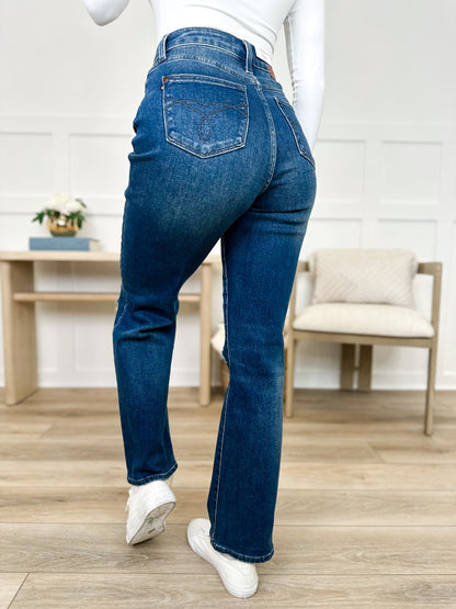 Judy Blue Janelle High-Rise Dad Jeans - Dark Wash (Distressed)