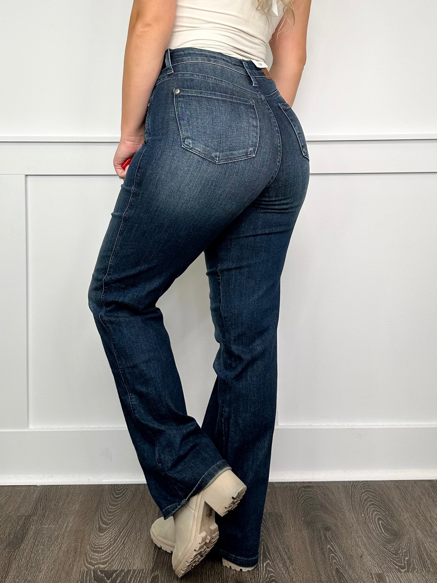 Judy Blue Hazel Tummy Control Mid-Rise Straight Leg Dark Wash Jeans - 2 options!