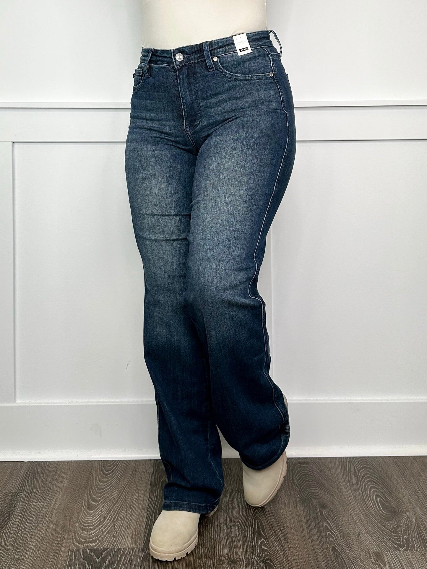 Judy Blue Hazel Tummy Control Mid-Rise Straight Leg Dark Wash Jeans - 2 options!