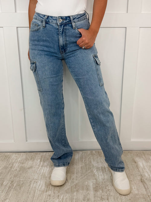Saige Melissa High-Rise Medium Wash Dad Jeans