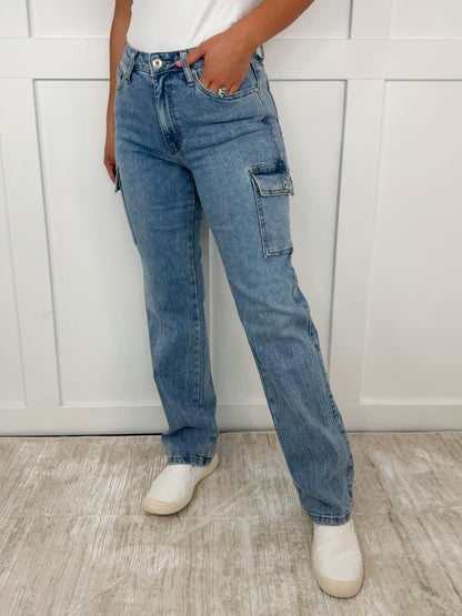 Saige Melissa High-Rise Medium Wash Dad Jeans