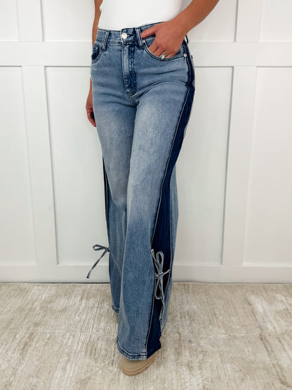 Saige Myah Tummy Control High-Rise Wide Leg Medium Wash Jeans