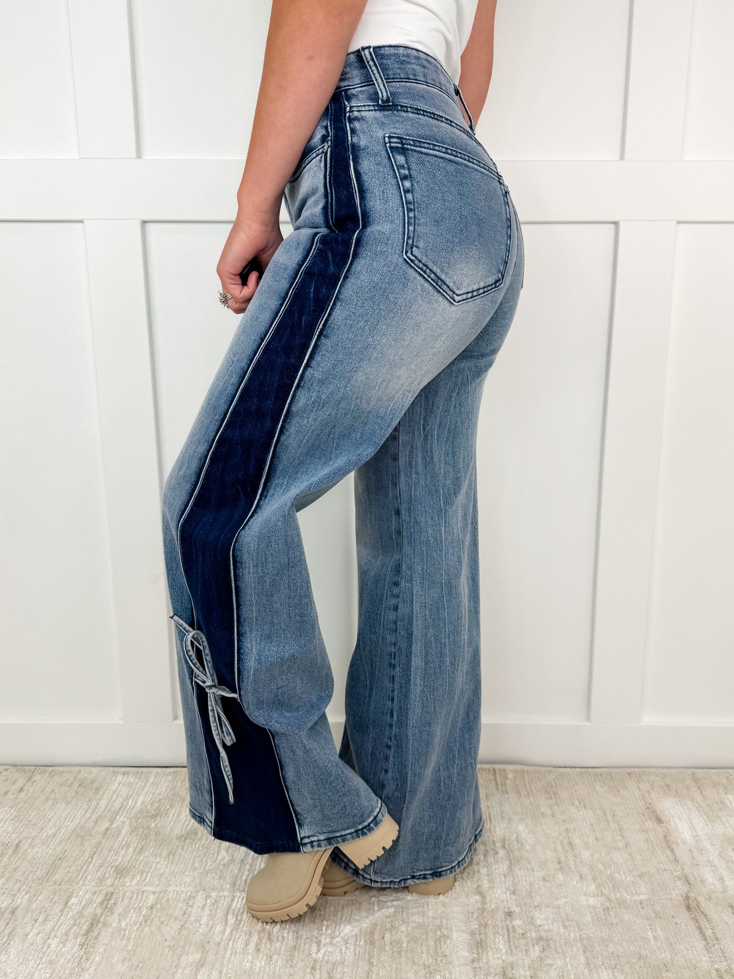 Saige Myah Tummy Control High-Rise Wide Leg Medium Wash Jeans