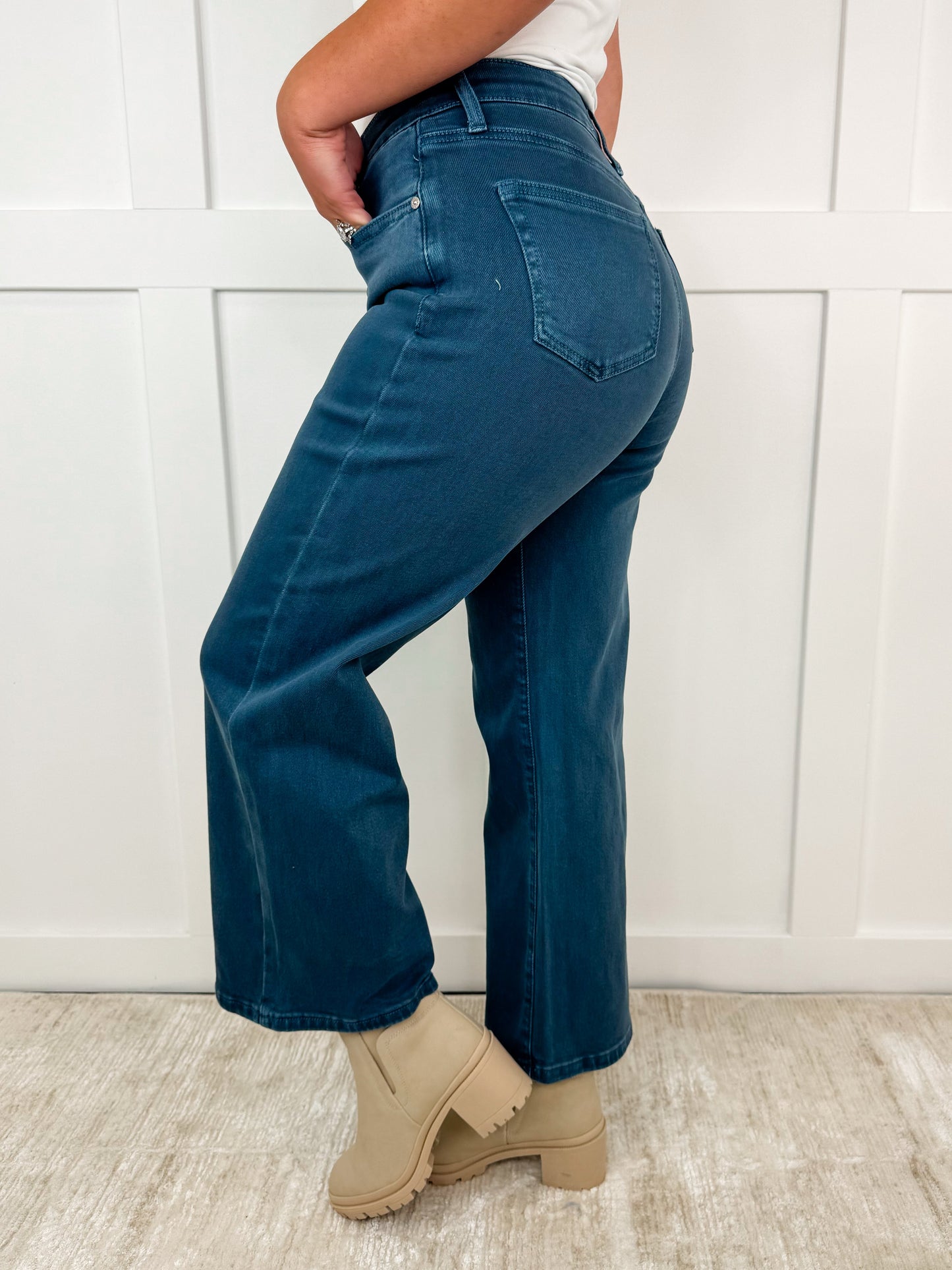 Saige Carla Tummy Control High-Rise Wide Leg Cropped Jeans - 4 colors!
