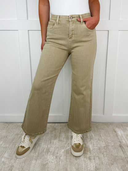 Saige Carla Tummy Control High-Rise Wide Leg Cropped Jeans - 4 colors!