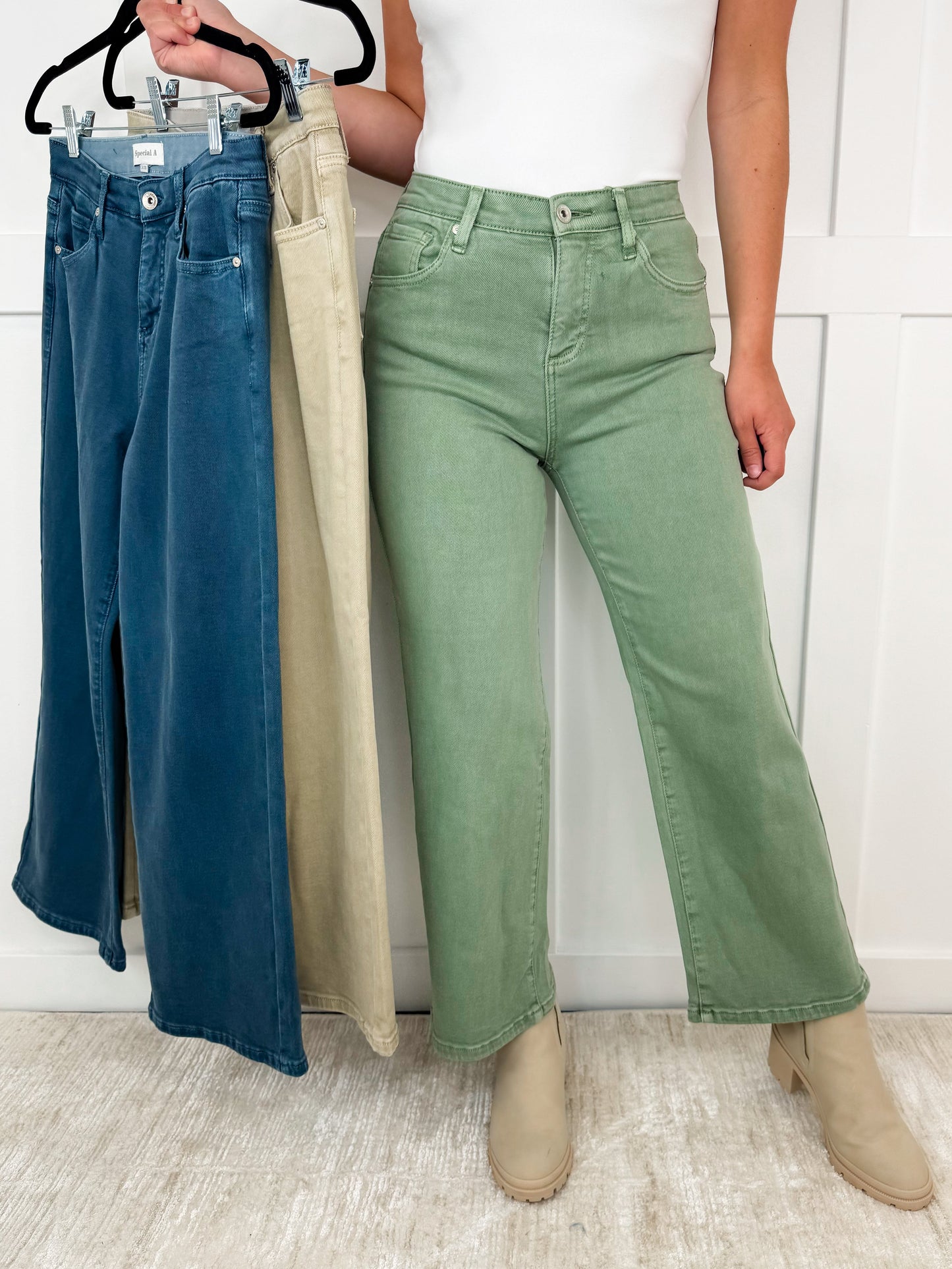 Saige Carla Tummy Control High-Rise Wide Leg Cropped Jeans - 4 colors!