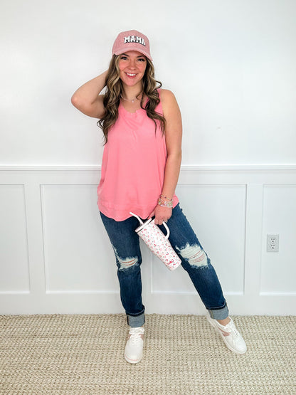 Judy Blue Emily Distressed Mid-Rise Boyfriend Dark Wash Jeans