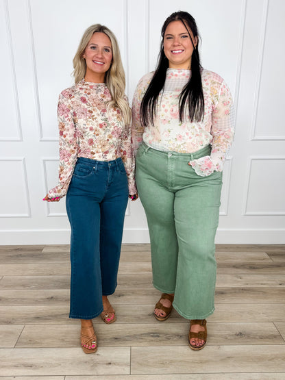Saige Carla Tummy Control High-Rise Wide Leg Cropped Jeans - 4 colors!