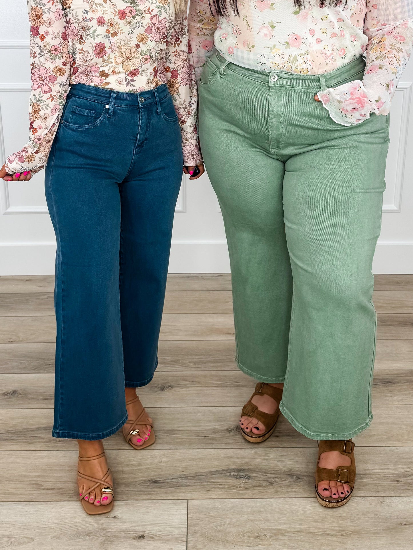 Saige Carla Tummy Control High-Rise Wide Leg Cropped Jeans - 4 colors!