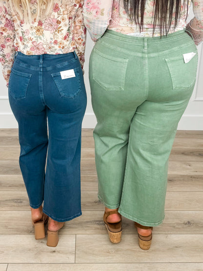 Saige Carla Tummy Control High-Rise Wide Leg Cropped Jeans - 4 colors!