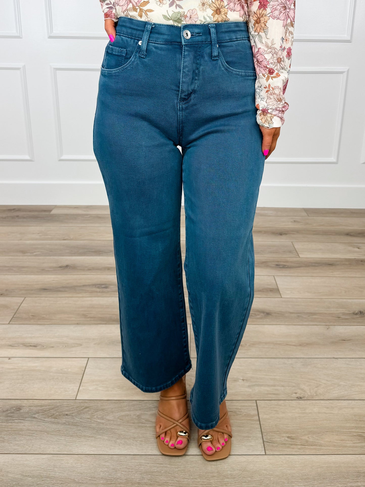 Saige Carla Tummy Control High-Rise Wide Leg Cropped Jeans - 4 colors!