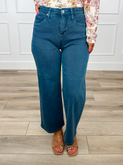 Saige Carla Tummy Control High-Rise Wide Leg Cropped Jeans - 4 colors!