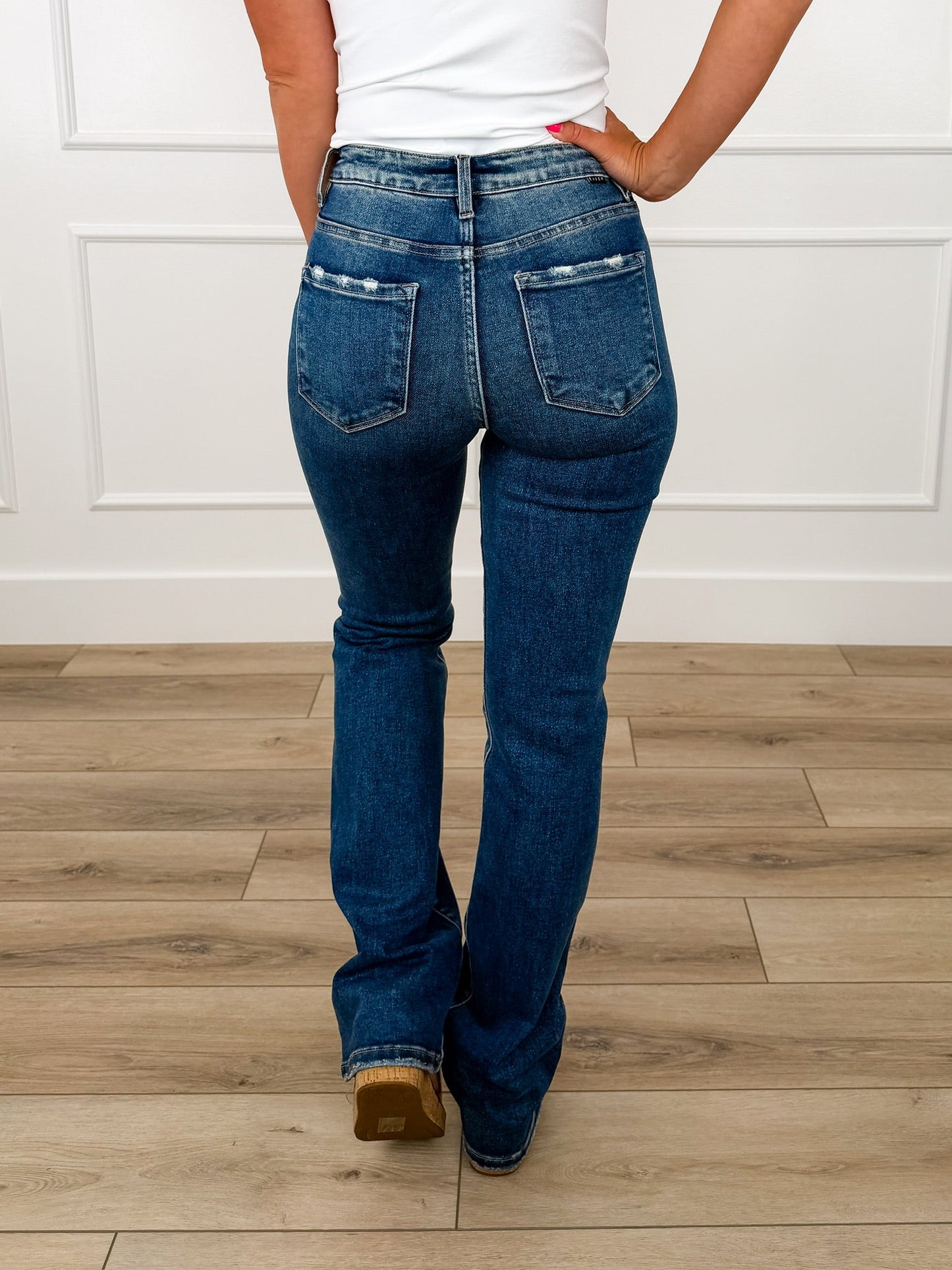 Risen Lola Tummy Control Straight Leg Jeans - Dark Wash (Distressed)