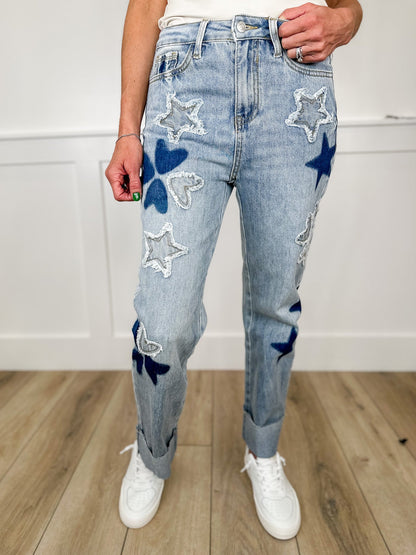 Saige Lina High-Rise Straight Leg Jeans - Light Wash (Rigid, Raw Hem, Non-Distressed)