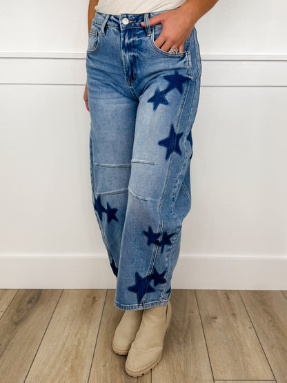 Krystal High-Rise Cropped Barrel Leg Medium Wash Avery Mae Blue Jeans