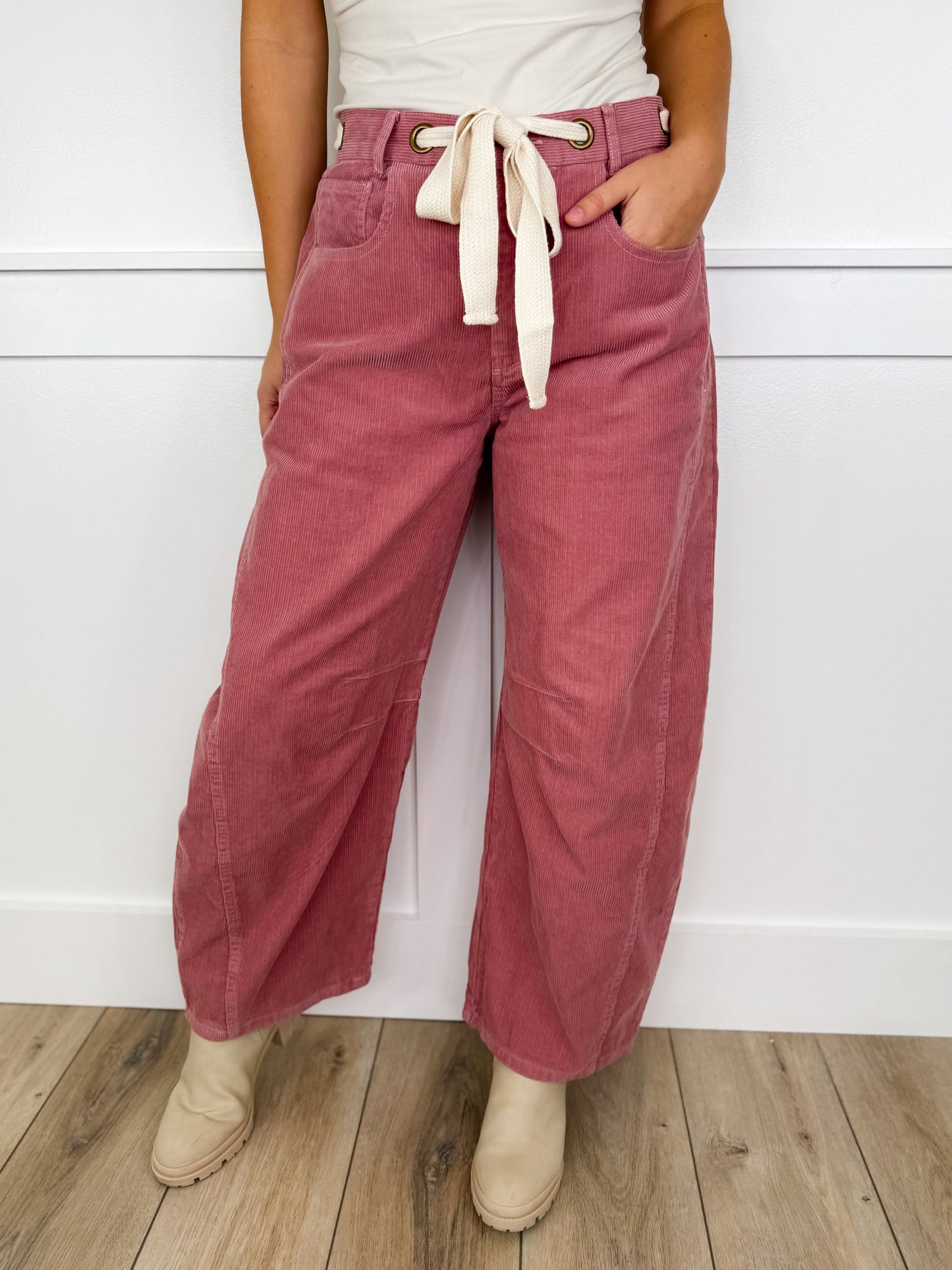 All About That High-Rise Cotton Rose Pink Avery Mae Barrel Jeans