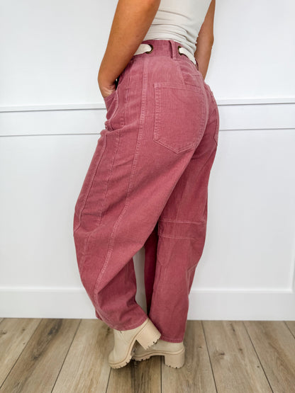 All About That High-Rise Cotton Rose Pink Avery Mae Barrel Jeans