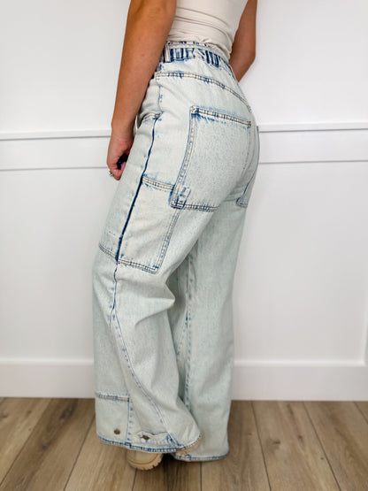 Keep it Real High-Rise Cotton Blend Wide Leg Light Wash Avery Mae Jeans