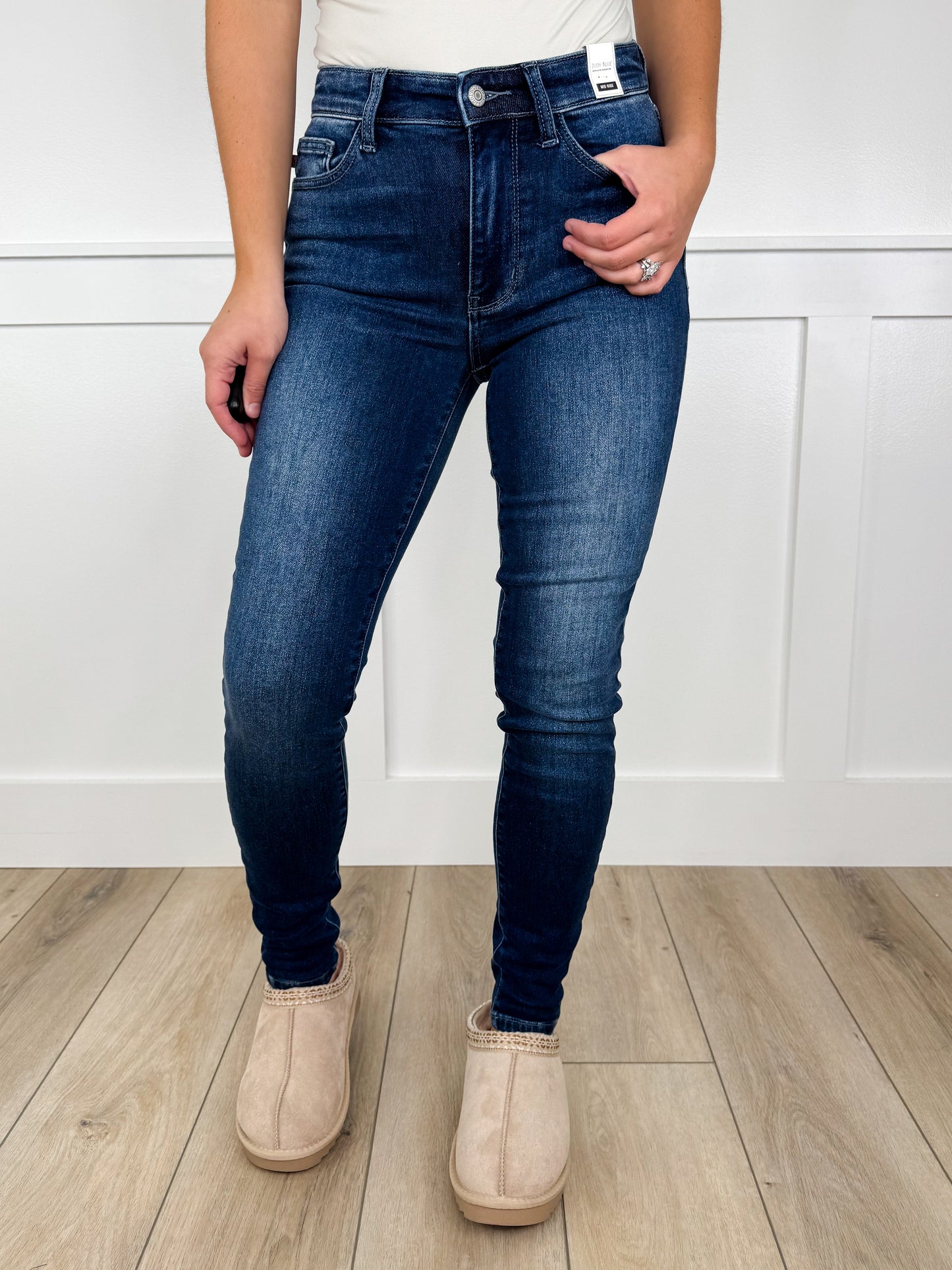 Judy Blue Haven Mid-Rise Thermal Skinny Dark Wash Jeans
