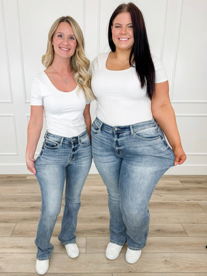 Judy Blue Clara Core Mid-Rise Bootcut Jeans - Light Wash (Non-Distressed)