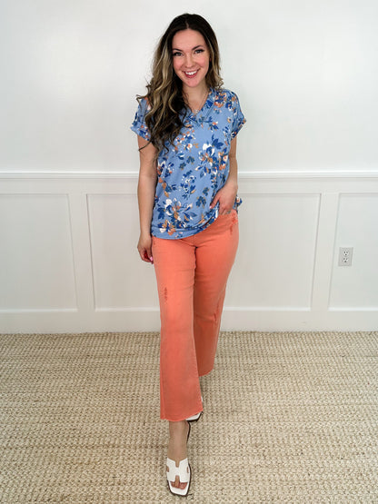 Saige Girl You Look Cute Distressed High-Rise Raw Hem Salmon Avery Mae Dad Jeans