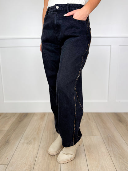 Wild Whispers High-Rise Cotton Blend Black Avery Mae Barrel Jeans