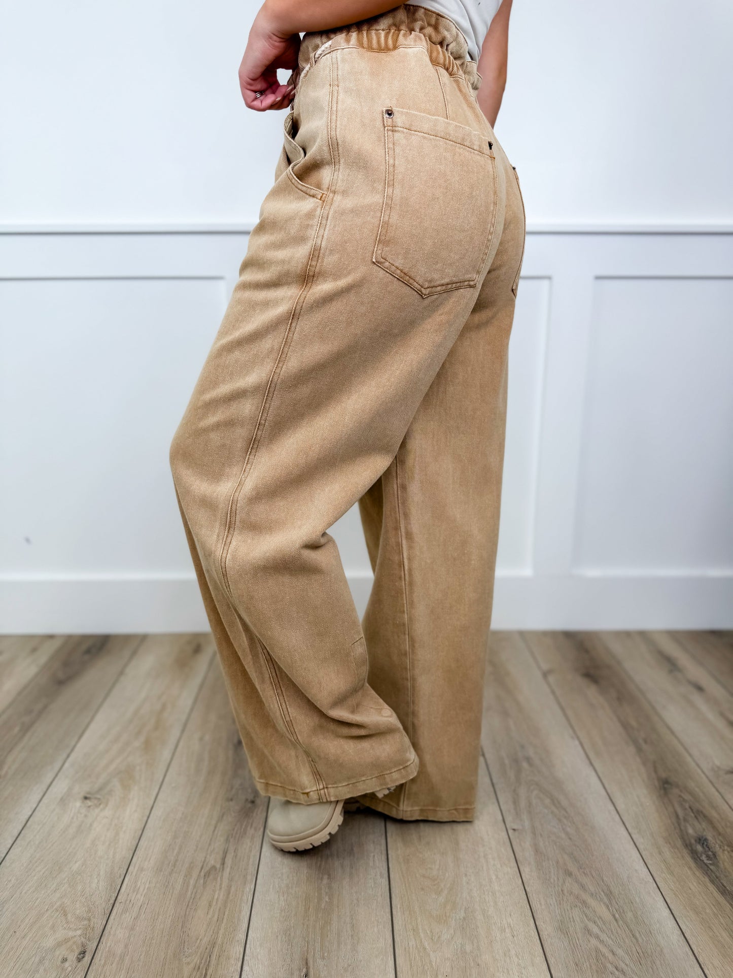 Sew In Love Reason to Be High-Rise Cotton Wide Leg Tan Bottoms