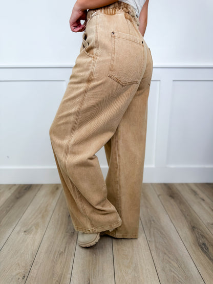 Sew In Love Reason to Be High-Rise Cotton Wide Leg Tan Bottoms