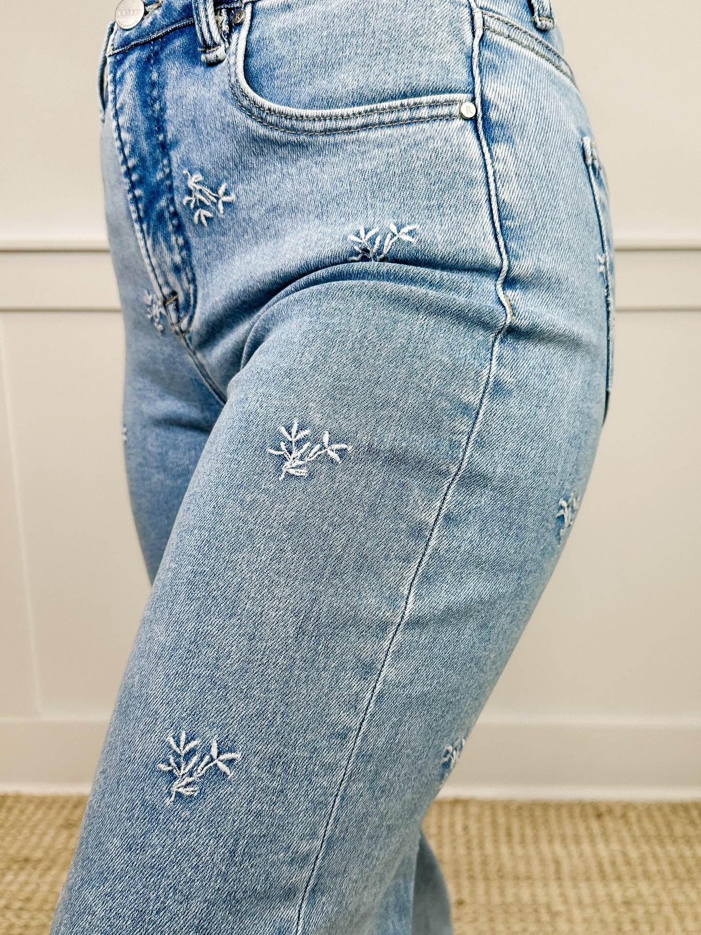 Risen Kayla Tummy Control Wide Leg Jeans - Light Wash (Non-Distressed)