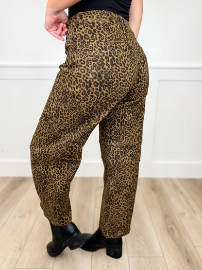 Monica High-Rise Leopard Barrel Jeans