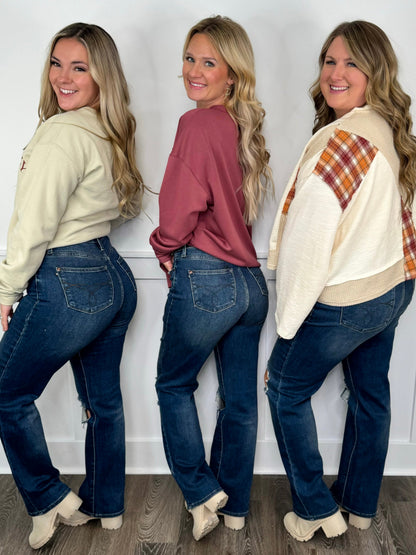 Judy Blue Janelle High-Rise Dad Jeans - Dark Wash (Distressed)