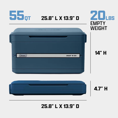 55QT Collapsible Cooler Box, Portable Ice Chest for Camping & Picnics