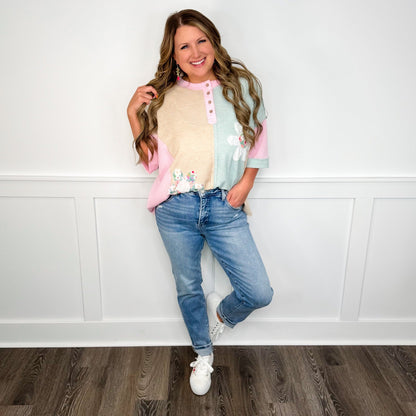 Risen Blaire Tummy Control Distressed High-Rise Slim Fit Light Wash Blue Jeans